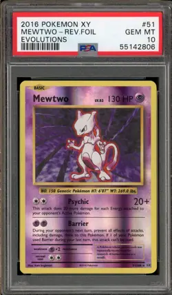 Pokemon Mewtwo XY Evolutions Reverse Holo Rare #51 PSA 10 Gem Mint - Image 1