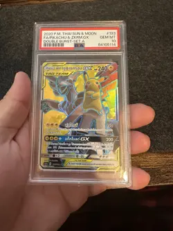 PSA 10 Pikachu & Zekrom GX Full Art 193/184 Team Up Pokemon (Thai Variant) - Image 1