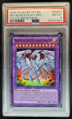 2016 Yu-Gi-Oh Dark Side 1st Neo Blue-Eyes Ultimate Dragon #MVP1-EN001 PSA 8 - Image 1