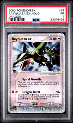 PSA 1 PR 2003 Pokemon EX Dragon Rayquaza EX Holo Foil Rare 97/97 - Image 1