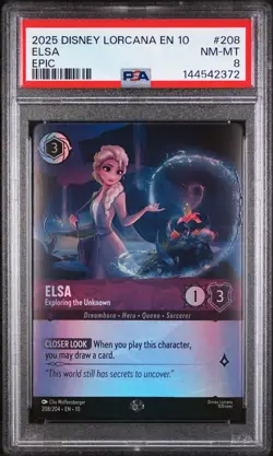 2025 DISNEY LORCANA WHISPERS IN THE WELL ELSA - EXPLORING THE UNKNOWN PSA 8 - Image 1