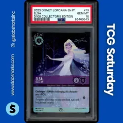 2023 DISNEY LORCANA EN P1 D100 COLLECTOR'S ED PROMO #19 ELSA GLOVES OFF PSA 10 - Image 1