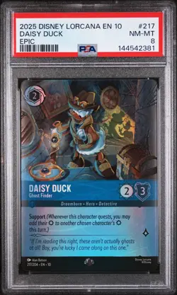 2025 DISNEY LORCANA EN 10-WHISPERS IN THE WELL DAISY DUCK - GHOST FINDER PSA 8 - Image 1