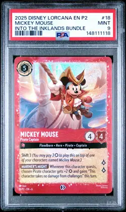 2025 DISNEY LORCANA EN P2-PROMO #18 MICKEY MOUSE - PIRATE CAPTAIN PSA 9 - Image 1