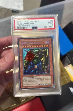 Yugioh Gate Guardian Secret Rare PSA 9 Mint, Metal Raiders Reprint MRD-000, 2010 - Image 1