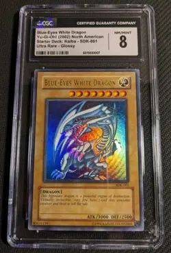 Yugioh Blue-Eyes White Dragon SDK-001 Ultra Rare CGC 8 NM-MT GLOSSY UNLIMITED! - Image 1