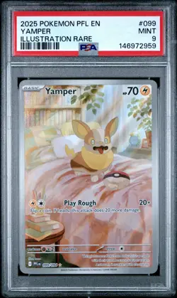 2025 POKEMON PFL EN-PHANTASMAL FLAMES ILLUSTRATION RARE #099 YAMPER PSA 9 - Image 1