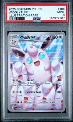 2025 POKEMON PFL EN-PHANTASMAL FLAMES ILLUSTRATION RARE #105 WIGGLYTUFF PSA 9 - Image 1