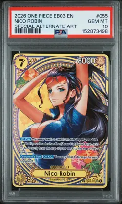 2026 One Piece EB03 EN Nico Robin Special Alternate Art #055 PSA 10 GEM MINT - Image 1