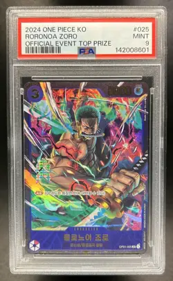 2024 One Piece Korean Roronoa Zoro Official Event Top Prize #025 PSA 9 Mint - Image 1