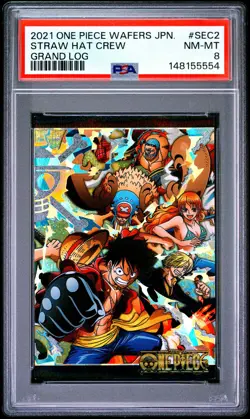 2021 ONE PIECE WAFERS JAPANESE GRAND LOG #SEC2 STRAW HAT CREW PSA 8 - Image 1
