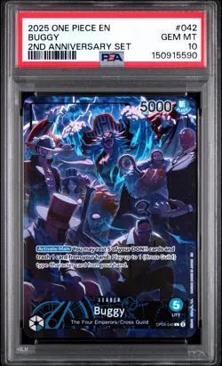 2025 ONE PIECE ENGLISH VERSION 2ND ANNIVERSARY SET #042 BUGGY PSA 10 - Image 1