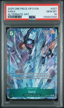 2025 ONE PIECE OP13-CARRYING ON HIS WILL ALTERNATE ART #027 SANJI PSA 10 - Image 1