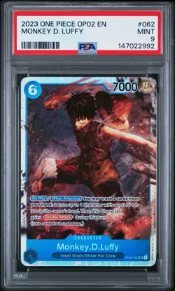 2023 One Piece OP02 Monkey D Luffy 062 Paramount War Super Rare PSA 9 - Image 1