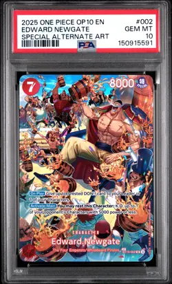 2025 ONE PIECE OP10-ROYAL BLOOD SPECIAL ALTERNATE ART #002 EDWARD NEWGATE PSA 10 - Image 1