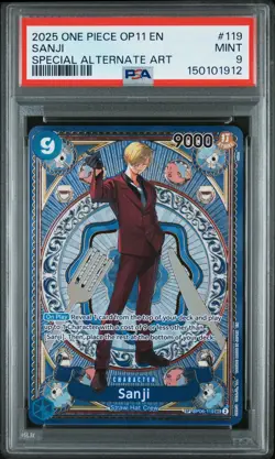 2025 ONE PIECE OP11-A FIST OF DIVINE SPEED SPECIAL ALTERNATE ART SANJI PSA 9 - Image 1