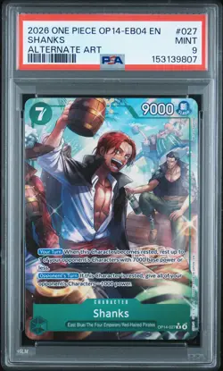 2026 ONE PIECE OP14-EB04-THE AZURE SEA'S SEVEN ALTERNATE ART #027 SHANKS PSA 9 - Image 1