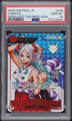 2026 ONE PIECE JAPANESE PROMOS SERIALIZED TOP PRIZE-ASIA YAMATO 1673/2050 PSA 10 - Image 1