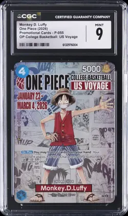 2026 ONE PIECE PROMOS COLLEGE BASKETBALL: US VOYAGE MONKEY D. LUFFY CGC 9 - Image 1