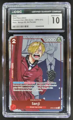2022 ONE PIECE SANJI RARE MANGA ALT ART OP01-013 CGC 10 C PT - Image 1