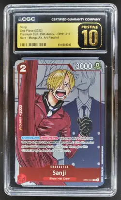 2022 ONE PIECE SANJI RARE MANGA ALT ART OP01-013 CGC 10 PRISTINE C PT - Image 1