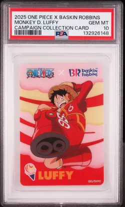 2025 ONE PIECE X BASKIN ROBBINS CAMPAIGN MONKEY D. LUFFY PSA 10 - Image 1