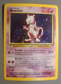 Vtg 1999 Pokemon Card Mewtwo 10/102 Holo Base Set MP - Image 1