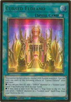 Yu-Gi-Oh Card - MGED-EN048 - CURSED ELDLAND (premium gold rare holo) - NM/Mint - Image 1
