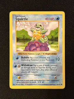 Pokemon Squirtle 63/102 Base Set (Shadowless) *Near Mint* Never Played Card - Image 1