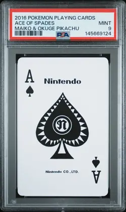 2016 POKEMON PLAYING CARDS MAIKO PIKACHU & OKUGE PIKACHU ACE OF SPADES PSA 9 - Image 1