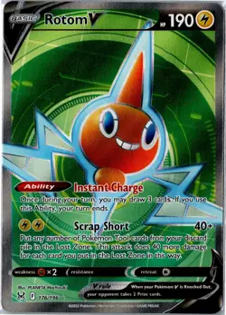 Pokemon Card - Rotom V (Full Art) 176/196 Ultra Rare Holo SWSH11: Lost Origin NM - Image 1