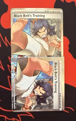 Very Rare 90° Rotated Miscut Pokemon Card - Black Belt’s Training - Image 4
