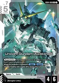 Unicorn Gundam (Awakened) x1 Gundam Card Game TCG - Phantom Aria FOIL - Image 1