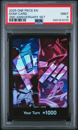 2025 ONE PIECE ENGLISH VERSION 2ND ANNIVERSARY SET DON!! CARD PSA 9 - Image 1