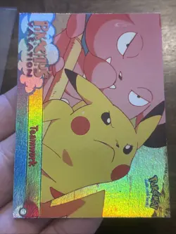 Pokemon Card Topps Pikachu's Vacation Teamwork #54 RAINBOW foil Holo Vintage Gas - Image 2