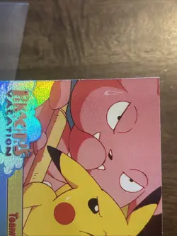Pokemon Card Topps Pikachu's Vacation Teamwork #54 RAINBOW foil Holo Vintage Gas - Image 5