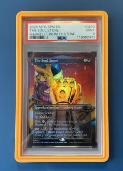 Magic The Gathering Marvel Spider-Man "THANOS" Soul Stone Borderless Foil PSA 9 - Image 1