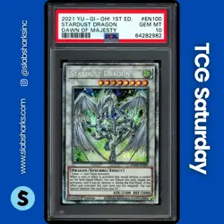 2021 YU-GI-OH! DAWN OF MAJESTY ENGLISH 1ST ED #DAMA-EN100 STARDUST DRAGON PSA 10 - Image 1