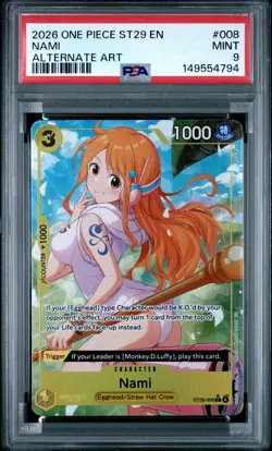2026 ONE PIECE STARTER DECK ST29-EGGHEAD ALTERNATE ART #008 NAMI PSA 9 - Image 1
