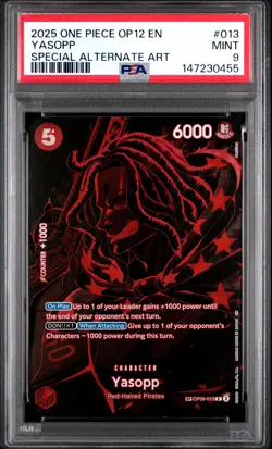 2025 ONE PIECE OP12-LEGACY OF THE MASTER SPECIAL ALTERNATE ART #013 YASOPP PSA 9 - Image 1