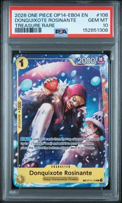 2026 ONE PIECE OP14-EB04-THE AZURE SEA'S SEVEN #108 DONQUIXOTE ROSINANTE PSA 10 - Image 1