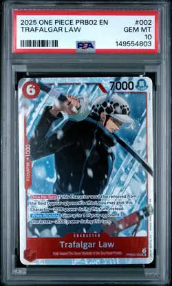 2025 ONE PIECE PRB02 #002 TRAFALGAR LAW PSA 10 - Image 1