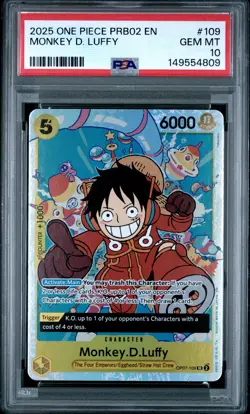 2025 ONE PIECE PRB02 #109 MONKEY D. LUFFY PSA 10 - Image 1