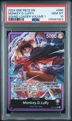 2024 ONE PIECE PROMOS SOUND LOADER VOLUME.1 #060 MONKEY D. LUFFY PSA 10 - Image 1