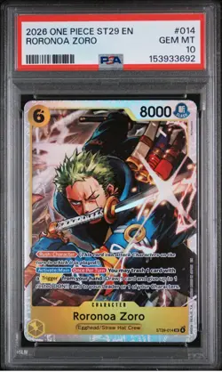 2026 ONE PIECE ST29-014 ENGLISH RORONOA ZORO SR PSA 10 Free Shipping USA Seller - Image 1