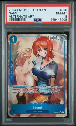 2024 ONE PIECE OP09-EMPERORS IN THE NEW WORLD ALTERNATE ART #050 NAMI PSA 8 - Image 1