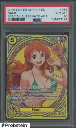 2026 One Piece EB03-055 EN Nami Special Alternate Art PSA 10 GEM MINT - Image 1