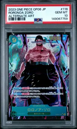 2023 ONE PIECE JPN OP06-WINGS OF THE CAPTAIN ALT ART #118 RORONOA ZORO PSA 10 - Image 1