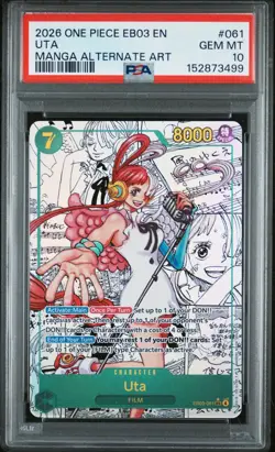 2026 One Piece EB03 EN Uta Manga Alternate Art #061 PSA 10 GEM MINT - Image 1