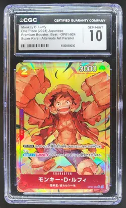 2024 ONE PIECE JP MONKEY D. LUFFY SUPER RARE ALT ART OP01-024 CGC 10 C PT - Image 1